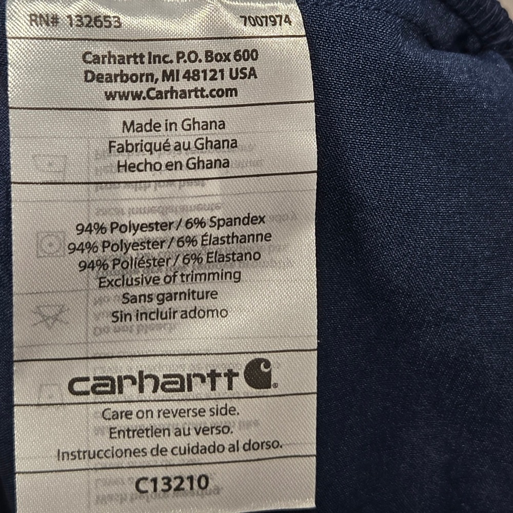 Carhartt Force Cross-Flex Modern Fit Women XL Navy Blue V-Neck Scrub Top C13210 - Picture 3 of 9